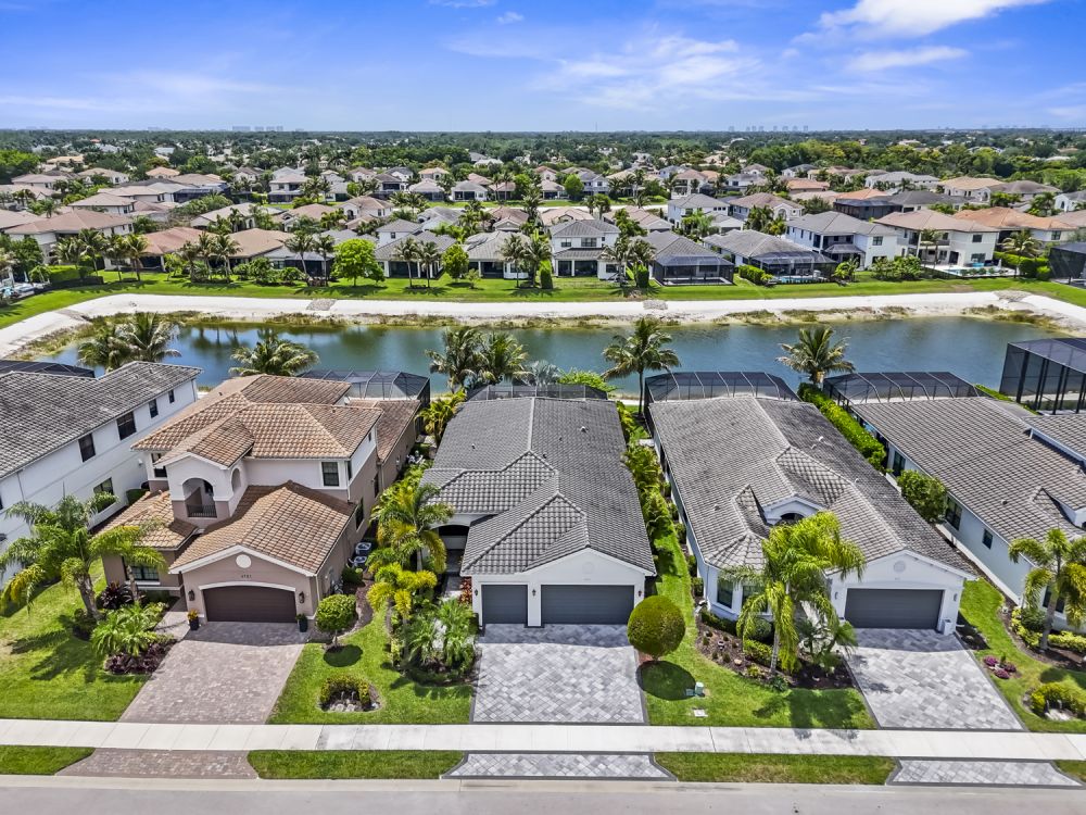 Aerial view of Stonecreek single-family homes in North Naples Florida