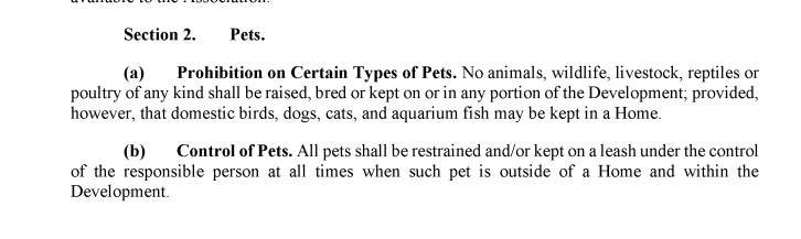 Colliers Reserve Pet Policy