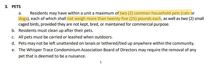 Fiddlers Creek Whisper Trace Pet Policy