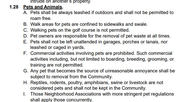 Heritage Greens Pet Policy