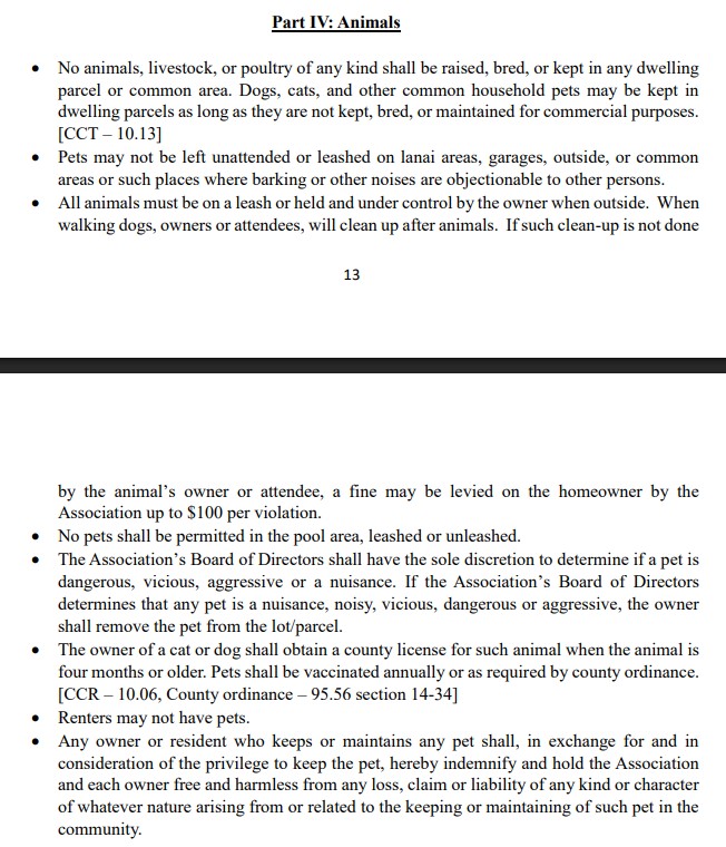 Ibis Cove Pet Policy