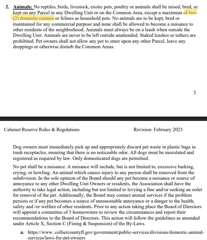 Calumet Reserve Pet Policy