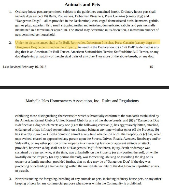Marbella Isles Pet Policy