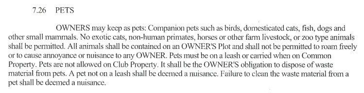 Wilshire Lakes Pet Policy SFH