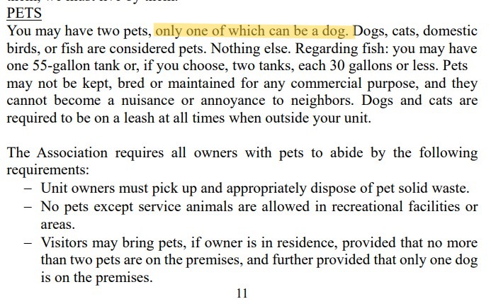 Windstar Spinnaker Point Pet Policy