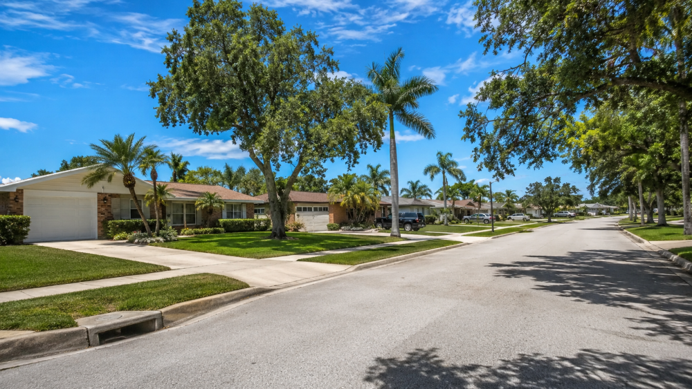 Residential street in Carlton Groves neighborhood in Merritt Island Florida