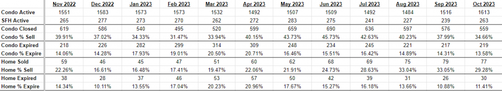 YTD Oct 2023 - Condo and Home Real Intelligence Real Estate Market Report