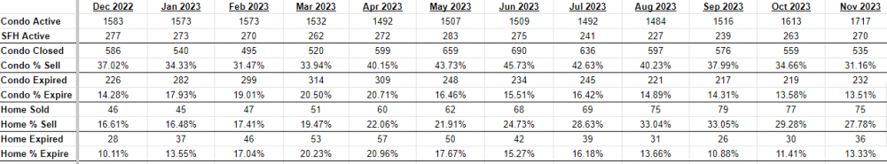 YTD Oct 2023 - Condo and Home Real Intelligence Real Estate Market Report