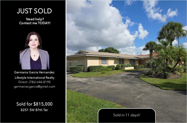 Casa sin Asociación Vendida por la Realtor Germania Garcia en Miami